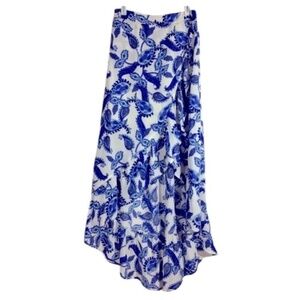 NWOT CHARLOTTE RUSSE WRAP MAXI SKIRT HI/LOW Ruffled Color Blue & White Size XS
